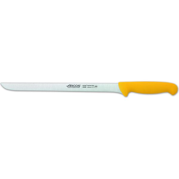 Coltello Da Prosciutto Arcos 2900 - Prof 293900 In Acciaio Inox Nitrum E Mango Lama Ergonomica In Polipropilene Giallo E Lama Da 28 Cm, Vetrina-image