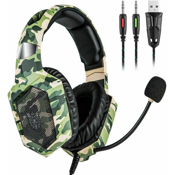 Onikuma PS4 Cuffie Da Gioco Xbox One, Microfono A Cancellazione Di Rumore Per Nintendo Switch, Xbox One S, Pc, Smartphone, Laptop, Computer (K8 Camouflage)-image