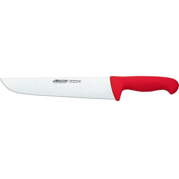 Coltello Da Macellaio Arcos Colore - Prof 291822 Acciaio Inox Nitrum E Mango Lama Ergonomica In Polipropilene Rosso E Lama Da 25 Cm, Vetrina-image