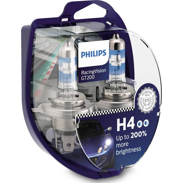 Philips Racingvision GT200 H4 12V 60/55W P43T-38 (Confezione Da 2)-image
