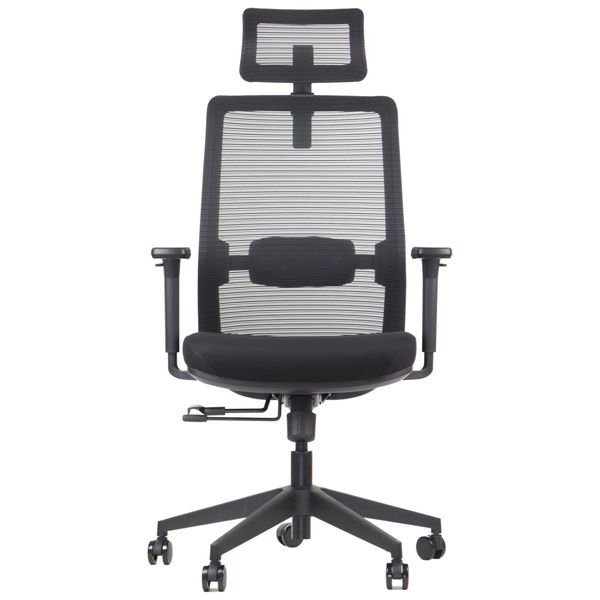Sedia Girevole Ergonomica Da Ufficio Cutler, Base In Nylon, Braccioli Regolabili, Poggiatesta E Supporto Lombare, Nero-image