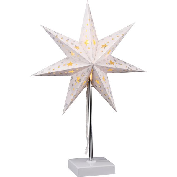 Lampada Da Tavolo Led Stella Di Carta Bianca - 35 Cm - Decorazione Da Tavolo Stella Di Natale A Batteria Con Funzione Timer-image