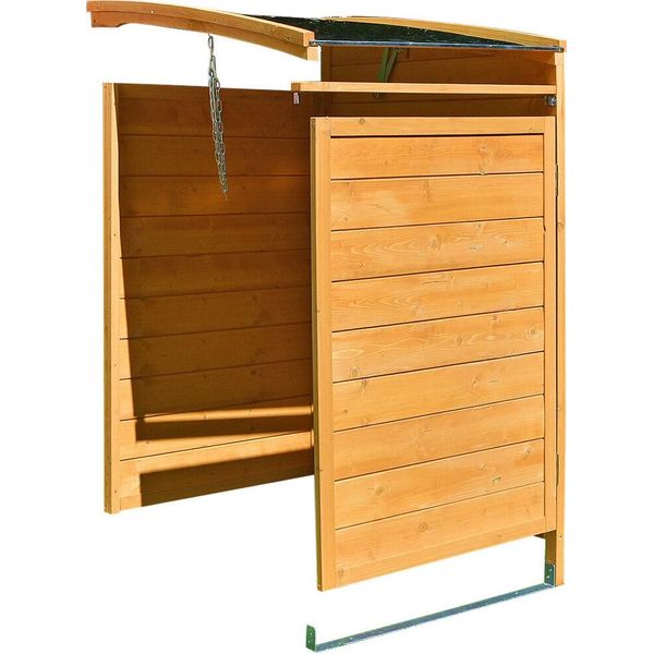 Copertura Per Bidoni Della Spazzatura Marrone Box Aggiuntivo 2X 120L O 240L Box Da Giardino Tetto In Zinco Legno-image