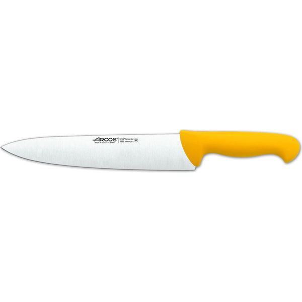 Coltello Da Chef Arcos Colore - Prof 292200 Acciaio Inox Nitrum E Mango Lama Ergonomica In Polipropilene Giallo E Lama Da 25 Cm, Vetrinetta-image