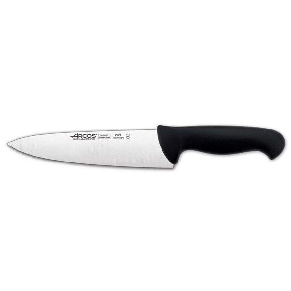 Coltello Da Chef Arcos Colore - Prof 292125 Acciaio Inox Nitrum E Mango Lama Ergonomica In Polipropilene Nero E Lama Da 20 Cm, Vetrina-image