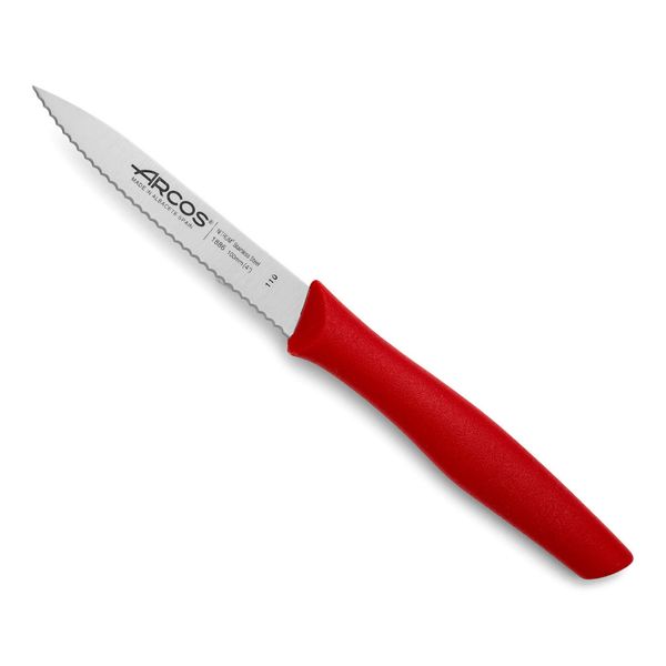 Coltello Mondador Arcos Nova 188612 In Acciaio Inox Nitro E Polipropilene Di Mango, Lama Rossa Di 10 Cm In Confezione Da Esposizione-image