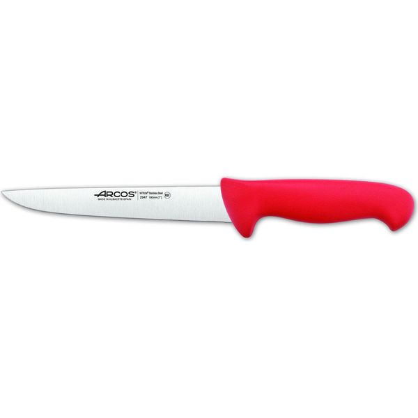 Coltello Da Macellaio Arcos Colore - Prof 294722 Acciaio Inox Nitrum E Mango Lama Ergonomica In Polipropilene Rosso E Lama Da 18 Cm, Vetrinetta-image