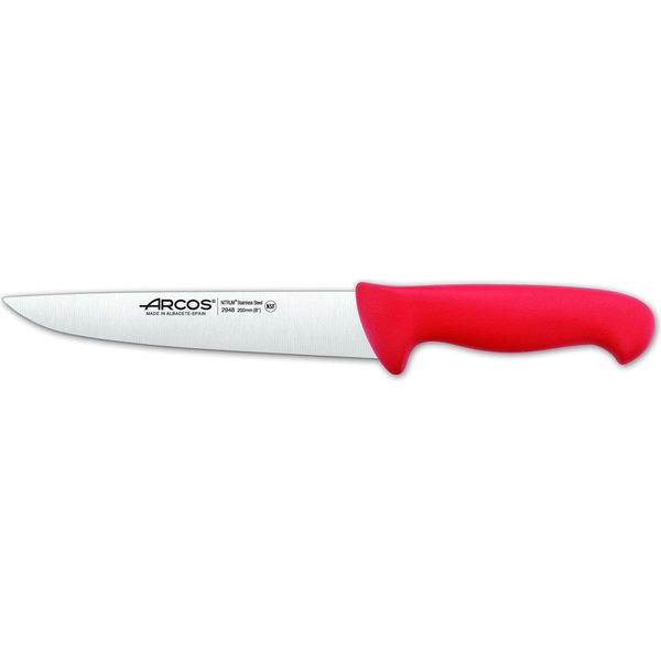 Coltello Da Macellaio Arcos Colore - Prof 294822 Acciaio Inox Nitrum E Mango Lama Ergonomica In Polipropilene Rosso E Lama Da 20 Cm, Vetrina-image