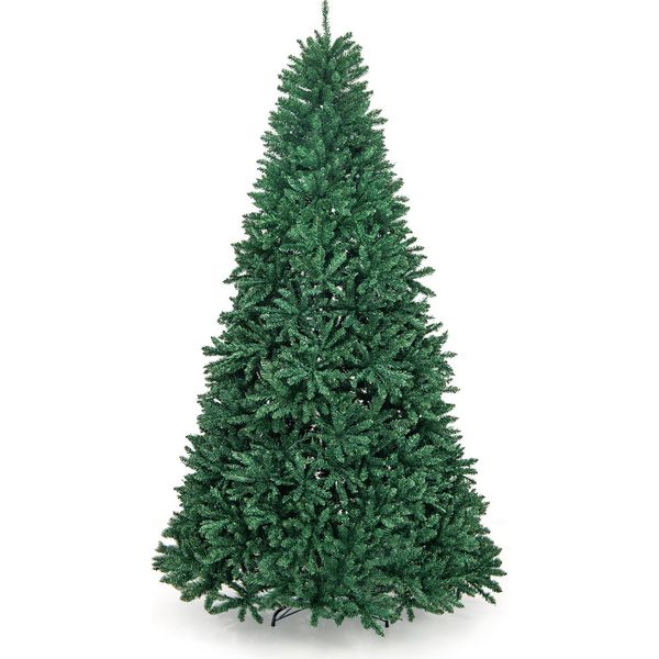 Costway 275 Cm Albero Di Natale Artificiale, Abete Con Supporto In Metallo, Sistema Pieghevole, Albero Di Natale Aghi In Pvc, Verde-image