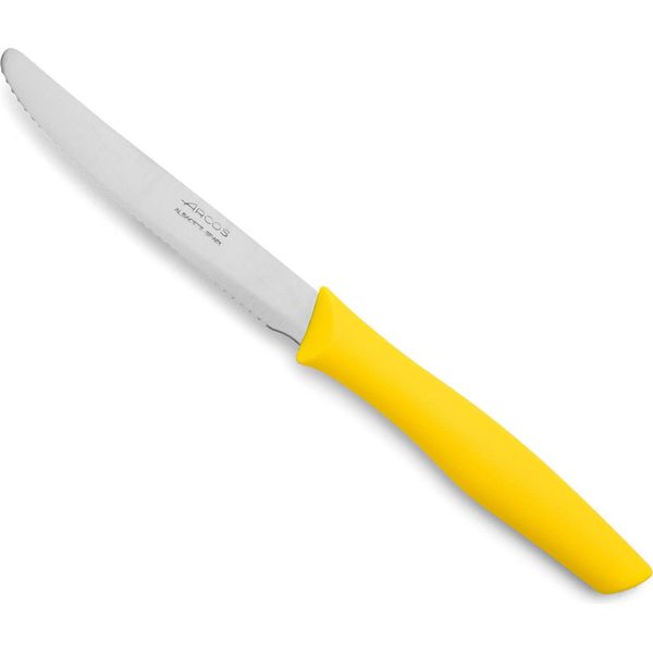Coltello Da Tavola Arcos Nova 188825 In Acciaio Inox Nitrum E Mango In Polipropilene, Giallo, Lama Da 11 Cm Con Coperchio E Scatola Da Esposizione.-image