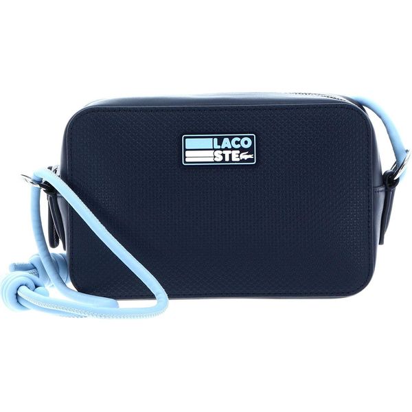 Lacoste Pelle Borsa A Tracolla Chantaco Seasonal Crossover Bag Badge Marine Panorama Blu-image