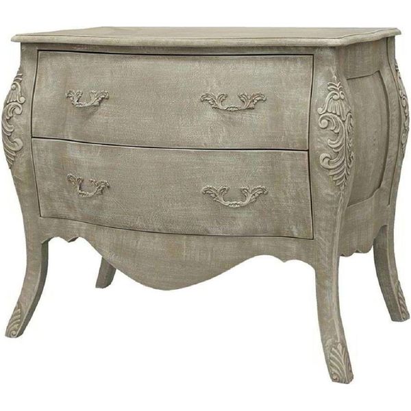 Casa Padrino Cassettiera Barocca Grigio Antico 90 X 58 X H. 80 Cm - Cassettiera Artigianale In Legno Massiccio Con 2 Cassetti - Mobili Nobili In Stile Barocco-image