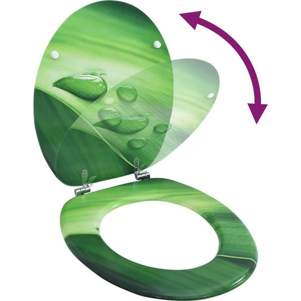 Vidaxl Sedile Per Wc Con Coperchio Mdf Design Verde A Goccia D'acqua-image
