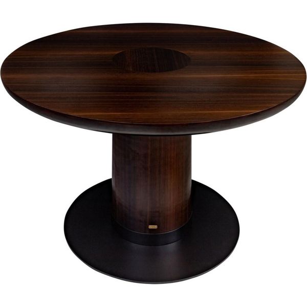 Casa Padrino Tavolo Da Pranzo Impiallacciato In Eucalipto Marrone Scuro Ø 120 X H. 76 Cm - Tavolo Da Cucina Rotondo - Tavolo Da Sala Da Pranzo In Legno Massiccio - Mobili Da Sala Da Pranzo-image