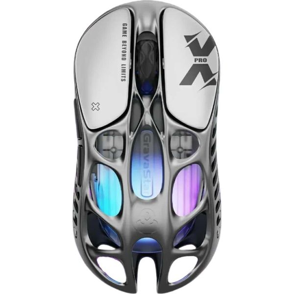 Gravastar Mercury X Pro 49 G Mouse Da Gioco Wireless, Dongle 8K, Sensore Paw 3950 Da 32.000 Dpi, Frequenza Di Polling Di 8.000 Hz, Argento-image