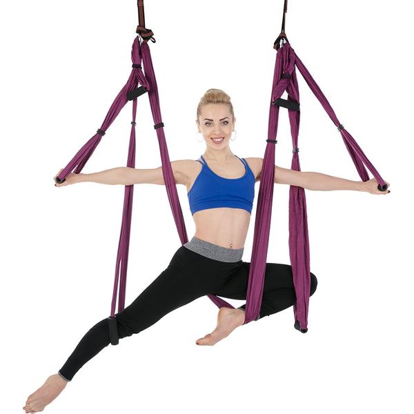 Amache Aeree Da Yoga, Altalena Antigravitazionale Ultra Forte, Kit Per Trapezio Aereo - Esercizi Di Inversione, Miglioramento Della Flessibilità E Della Forza Del Core (Lilac)-image