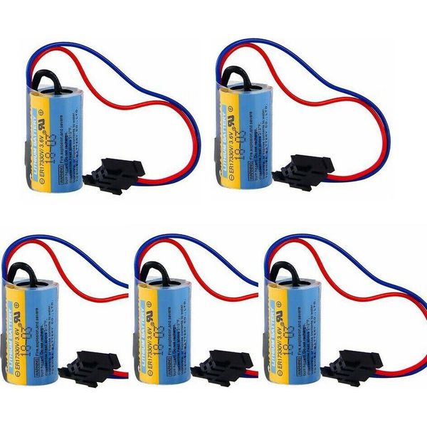 5 Pezzi Mitsubishi A6BAT ER17330V Sps Batteria Taglia 2 / 3A 3,6V Li-Ion Con Connettore-image