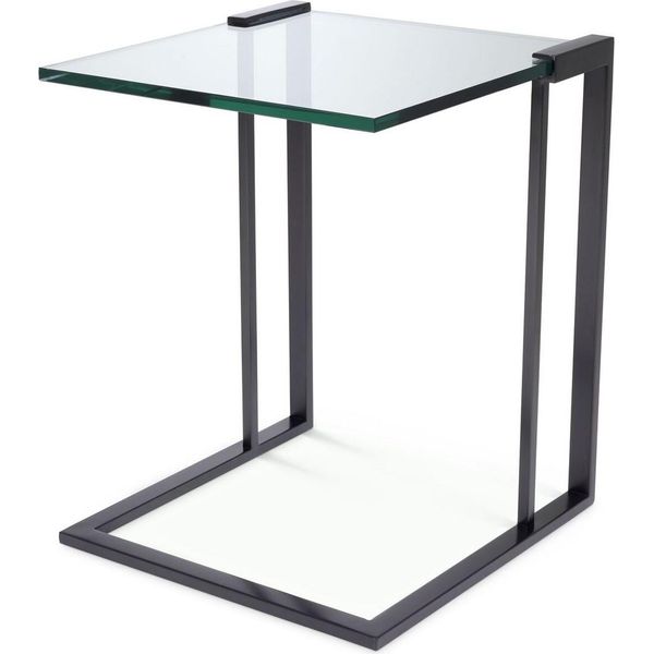 Tavolino Casa Padrino Color Bronzo 45 X 45,5 X H. 56,5 Cm - Tavolino In Acciaio Inox Con Piano In Vetro - Mobili Per Il Soggiorno-image