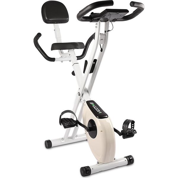 Cyclette Bigzzia, Cyclette Pieghevole, Cyclette Bicicletta, Cyclette Ergometro, Cyclette Con Schienale, Cyclette Magnetica Pieghevole Con 8 Livelli Di Resistenza, Fino A 100 Kg, Bianco-image