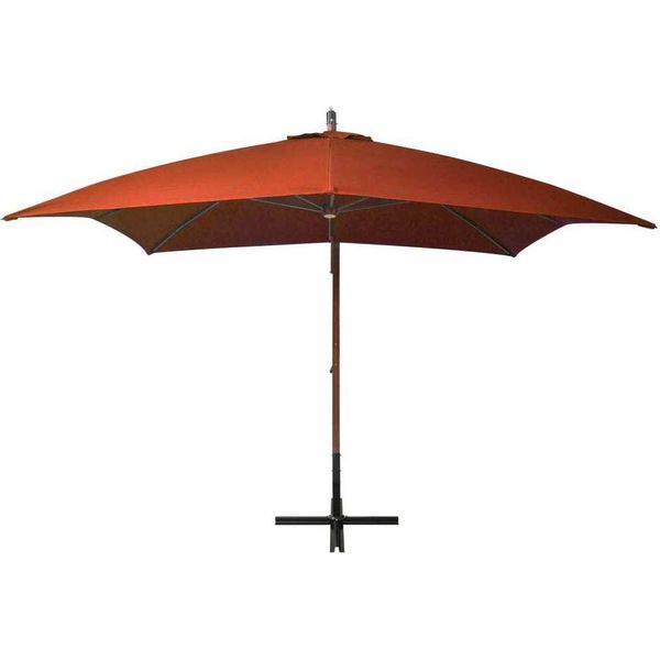 Vidaxl Ombrellone Semaforo Con Palo Terracotta 3X3 M In Legno Massiccio Di Abete-image