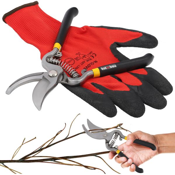Kotarbau® Forbici Per Siepi In Acciaio Con Manico In Gomma 21 Cm Forbici Da Giardino Forbici Per Rose Forbici Da Giardino Per Tagliare E Rifilare Rami-image