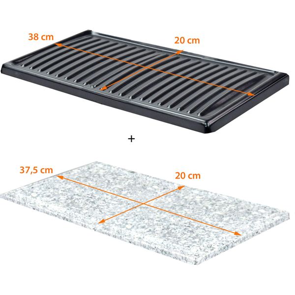 Syntrox Germany Set Di 2 Piastre Per Raclette Gent - Piastra In Pietra E Piastra Per Raclette, Per Grigliare E Arrostire Senza Grassi, Accessori Di Alta Qualità-image