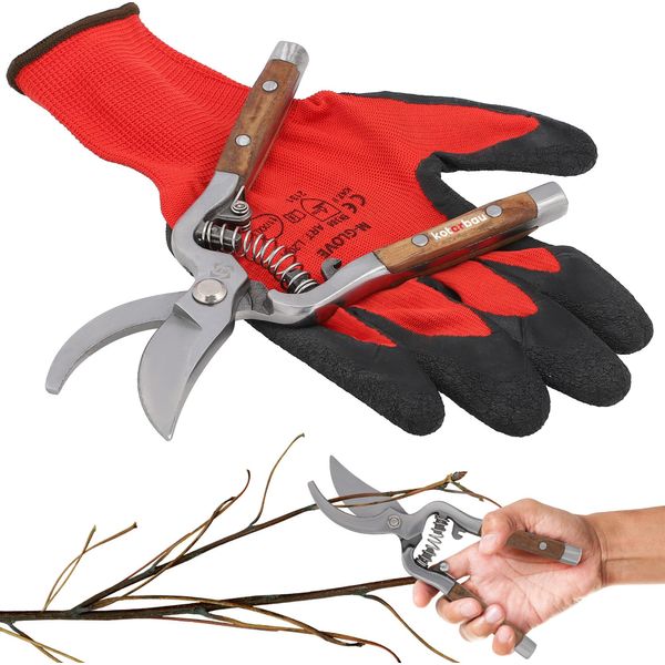 Kotarbau® Forbici Da Giardino Forbici Per Siepi In Acciaio Con Manico In Legno 22 Cm Forbici Per Siepi Forbici Per Rose Forbici Per Giardino Per Tagliare E Rifinire I Rami-image