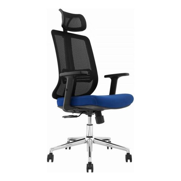 Casa Dolce Amera Sedia Da Ufficio, 61X58X115-131 Cm, Plastica E Rete, Regolabile In Altezza, Nero E Blu, Con Braccioli-image