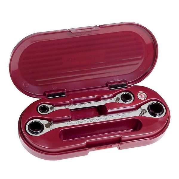 Kraftwerk Kra 3404-4X2 Set Di Chiavi Combinate A Cricchetto Rever. Clickraft, 2 Pezzi, 8X10-12X13, 16X17-18X19 Mm-image