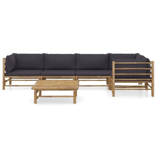 Syfax™ Set Divani Da Giardino 6 Pz Con Cuscini Grigio Scuro In Bambù-image