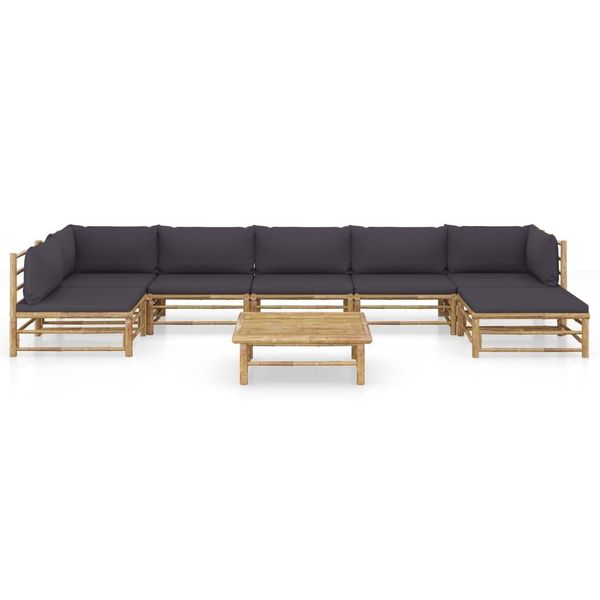 Syfax™ Set Salotto Da Giardino 8Pz Con Cuscini Grigio Scuro Bambù-image