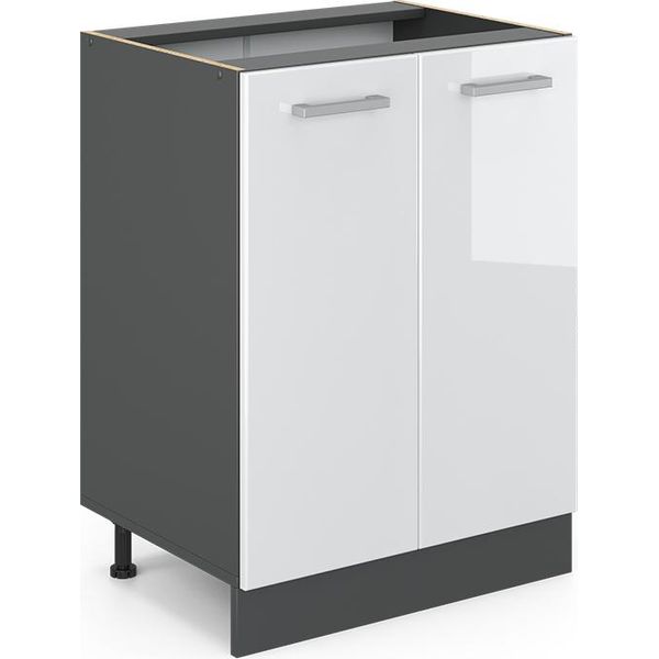 Vicco Mobiletto Base Cucina R-Line, 60 Cm Senza Piano Di Lavoro, Bianco Lucido/Antracite-image