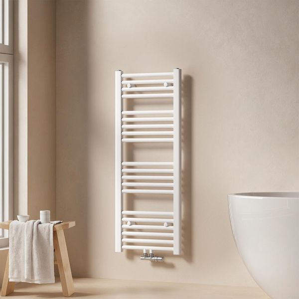 Emke Radiatore Bagno Asciugamani Radiatore 40X100Cm 356 Watt Di Potenza Bianco Radiatore Bagno Attacco Centrale Riscaldamento Senza Elemento Riscaldante-image