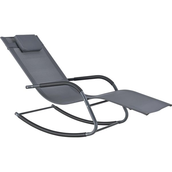 Lettino A Dondolo Caracena 147X63X89Cm Lettino Da Sole Fino A 120 Kg Lettino A Dondolo Grigio Scuro-image