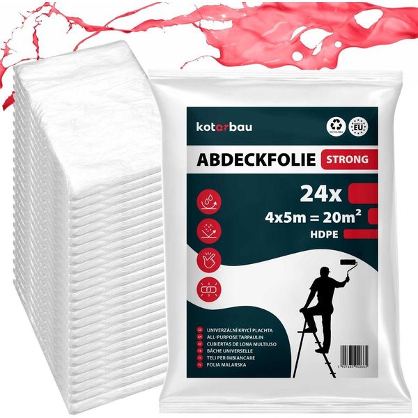 Kotarbau® Set Di 24 Pellicole Trasparenti Antipolvere 4X5M Telone Di Plastica Pellicola Per Edilizia Pellicola Multiuso Telone Da Imbianchino Pellicola Da Imbianchino Per Ristrutturazioni E Traslochi-image