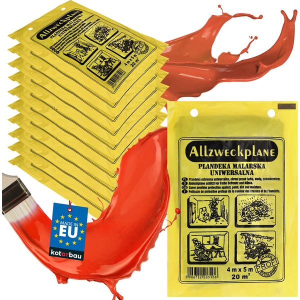 Kotarbau® Set Di 25 Pellicole Per Mascheratura 4X5M Pellicola Antipolvere Resistente Pellicola Per Edilizia Telone Di Plastica Pellicola Multiuso Telone Da Imbianchino Pellicola Da Imbianchino Per Ristrutturazioni E Traslochi-image