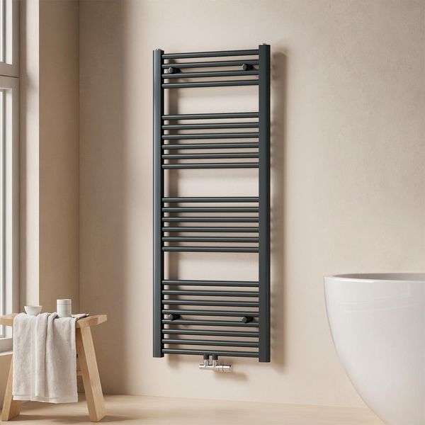 Emke Radiatore Da Bagno Asciugamani Radiatore 60X120Cm 624 Watt Di Potenza Antracite Attacco Centrale Riscaldamento Senza Elemento Riscaldante-image
