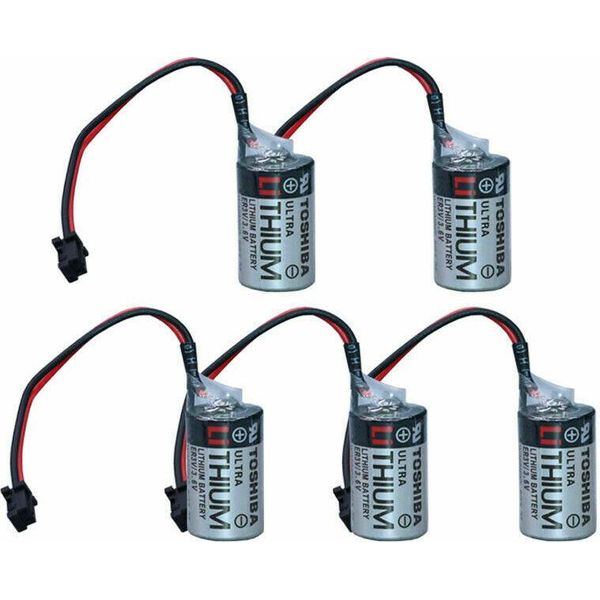 5 Batterie Al Litio Toshiba ER3V 3,6V 1000Mah JZSP-BA01 Plc Con Connettore-image