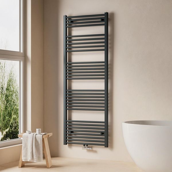 Emke Radiatore Bagno Radiatore Asciugamani 60X160Cm 761 Watt Di Potenza Antracite Attacco Centrale Riscaldamento Senza Resistenza-image