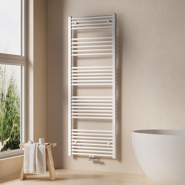 Emke Radiatore Bagno Asciugamani Radiatore 60X160Cm 761 Watt Di Potenza Bianco Radiatore Bagno Attacco Centrale Riscaldamento Senza Elemento Riscaldante-image