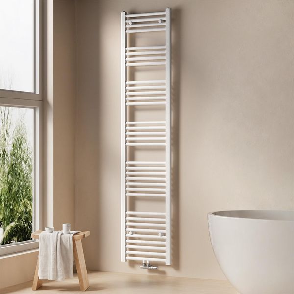 Emke Radiatore Bagno Asciugamani Radiatore 40X180Cm 618 Watt Di Potenza Bianco Attacco Centrale Riscaldamento Senza Elemento Riscaldante-image