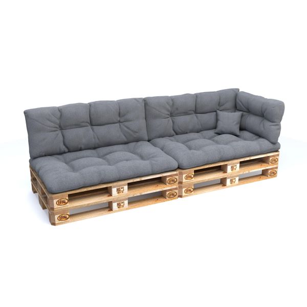Pokar Cuscini Per Pallet Con Bella Trapuntatura Cuscino Per Divano In Pallet, Dimensioni:Set Di 6, Colore:Grigio-image