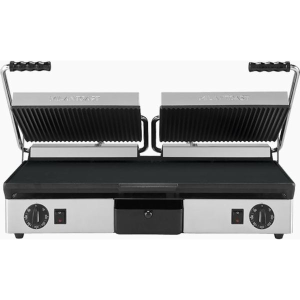 Milantoast-Doppia Piastra In Ghisa Liscia Nervata 220-240 V 3,5 Kw-image