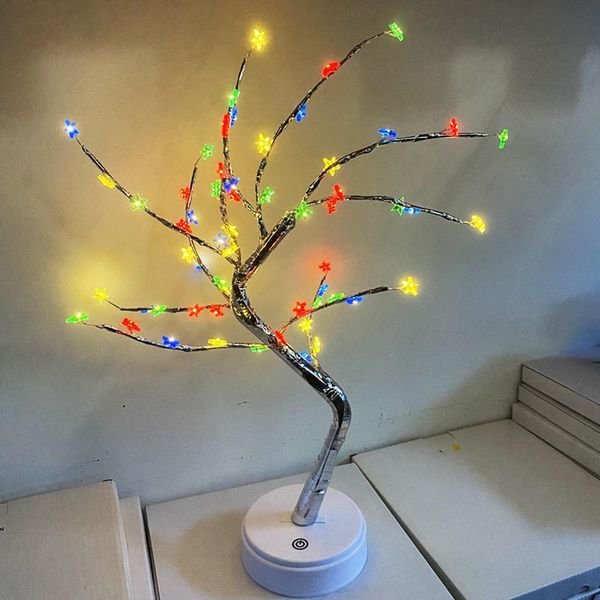 Led Colorato Stella Lampada Artificiale Albero Bonsai Luce Decorativa Luci A Batteria Operata Decorazione Interna-image