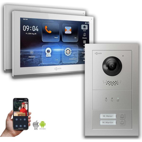 Videocitofono Ip Goliath: 10 Pollici 2 Casa Famiglia, Display, Argento : Scatola Da Incasso : 10 Pollici In Bianco : 4 Connessione Poe Via:: 4 Poe Selezione Monitor: 10 Pollici In Bianco Scatola Di Montaggio Campanello: Scatola Da Incasso-image