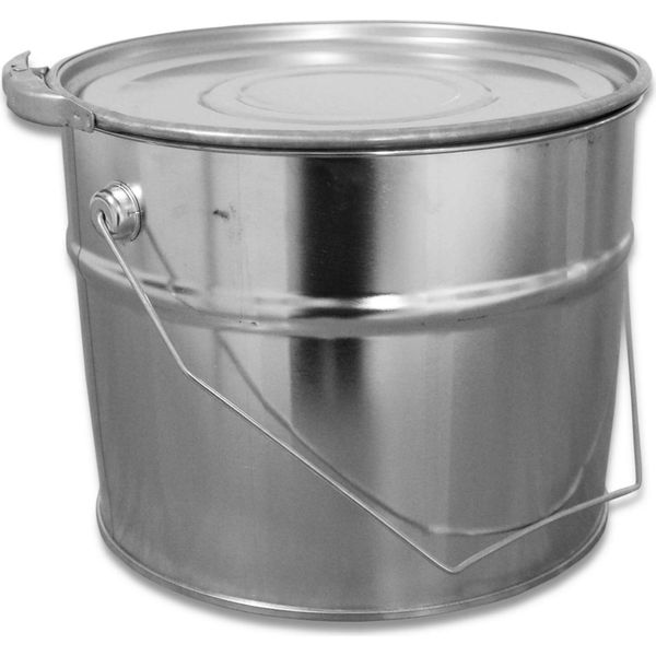 Secchio Da 6 Litri In Banda Stagnata Hobbock Con Coperchio Con Anello Di Serraggio | Robusto Manico In Metallo | A Tenuta D'aria E Di Liquidi | Robusto E Impilabile-image