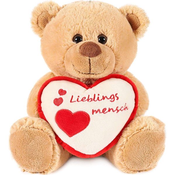 Brubaker Orsetto Di Peluche Con Cuore Rosso Beige - Persona Preferita - 25 Cm - Orsetto Di Peluche Con Cuore - Marrone Chiaro-image