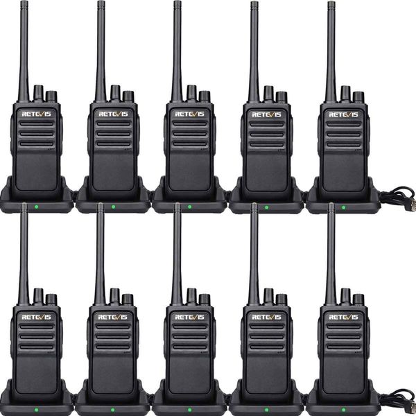 Retevis RT617 Walkie-Talkie Bidirezionale, Walkie-Talkie Senza Licenza, Walkie-Talkie Bidirezionale Di Emergenza, 16 Canali, Ctcss/Dcs, Vox, Scan, Set Walkie-Talkie Ricaricabile Per Scuola, Cantiere, Supermercato, Sicurezza (10 Pezzi, Nero)-image