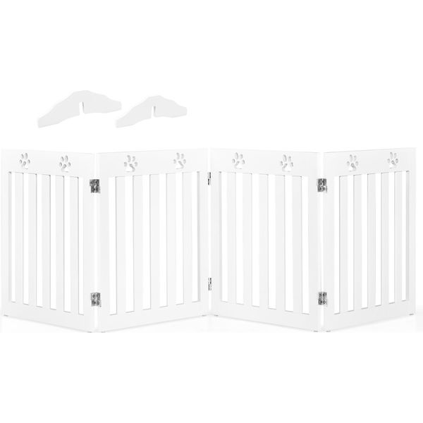 Recinto Barriera Per Cani Costway, Cancelletto Di Sicurezza In Legno Pieghevole, Cancelletto Per Scale Alto 60 Cm-image