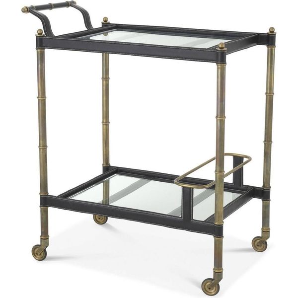 Casa Padrino Carrello Di Servizio Colori Ottone Vintage / Nero 74 X 44,5 X H. 84 Cm - Hotel Ristorante Gastronomia Carrello - Accessori-image